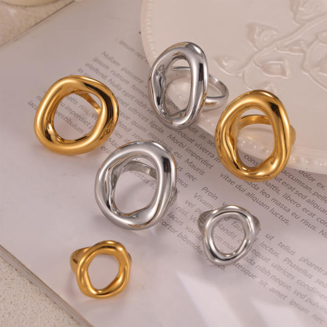 18KG chunky circle stainless steel geometric finger rings