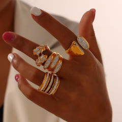Chunky diamond stainless steel finger rings collection