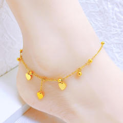 Korean fashion tiny bead heart charm stainless steel anklet