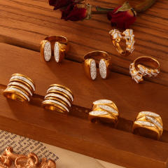 Chunky diamond stainless steel finger rings collection