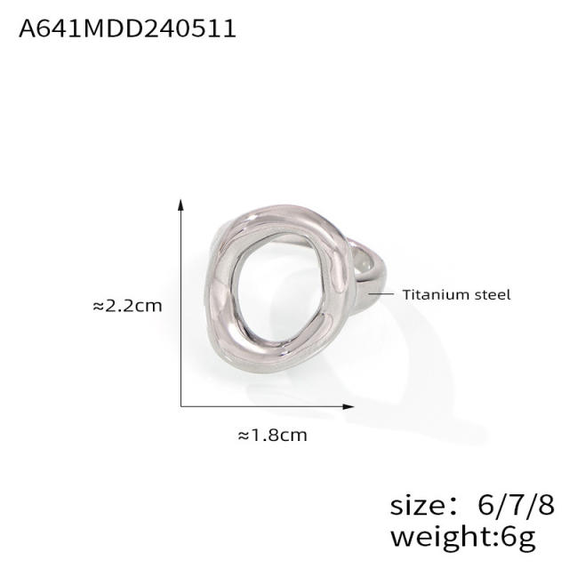 18KG chunky circle stainless steel geometric finger rings