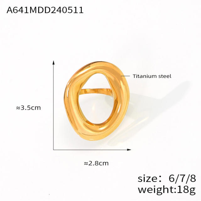 18KG chunky circle stainless steel geometric finger rings