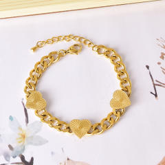 HIPHOP butterfly heart cuban link chain stainless steel bracelet
