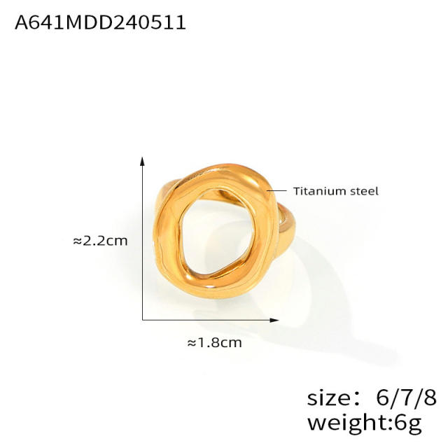 18KG chunky circle stainless steel geometric finger rings
