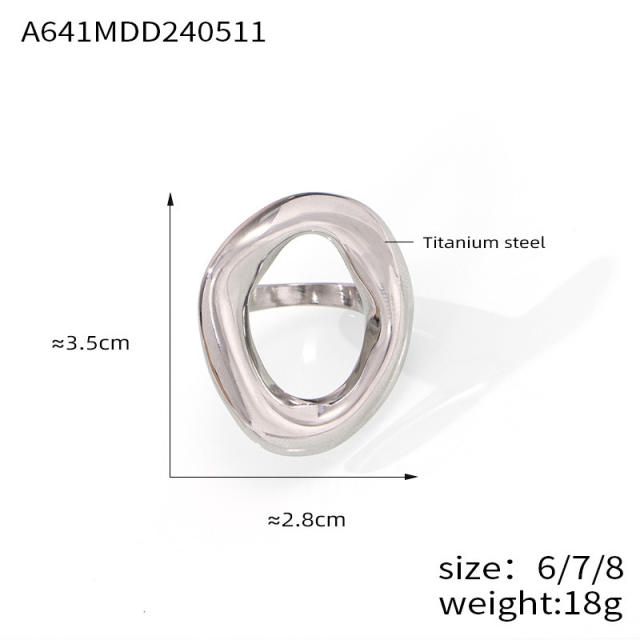 18KG chunky circle stainless steel geometric finger rings