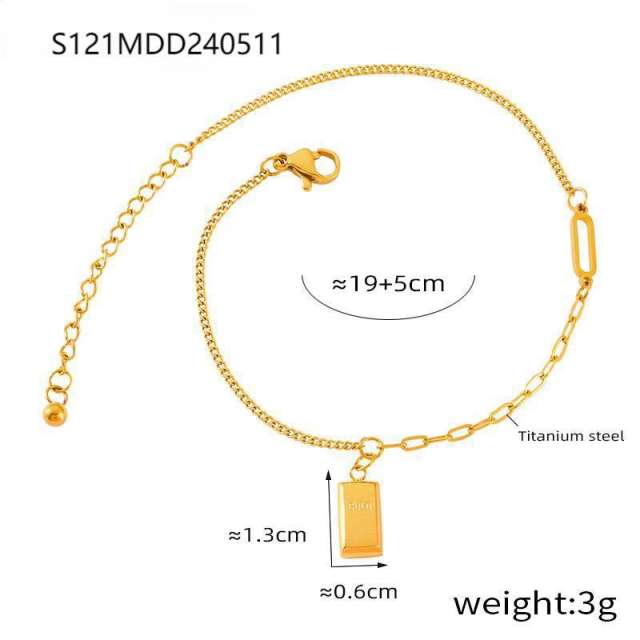 Korean fashion fresh green color bead shell charm stainless steel anklet