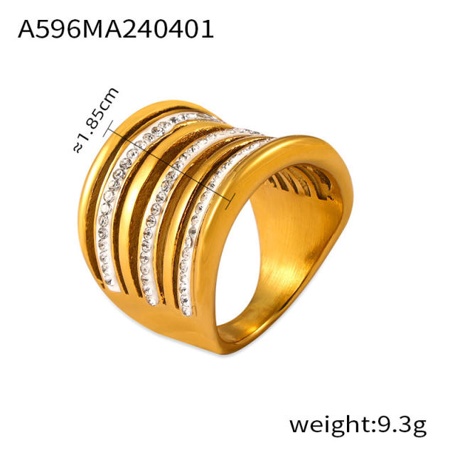 Chunky diamond stainless steel finger rings collection