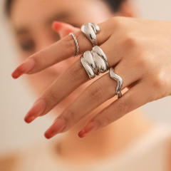 5pcs gold silver color chunky finger rings set