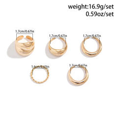 5pcs gold silver color chunky finger rings set