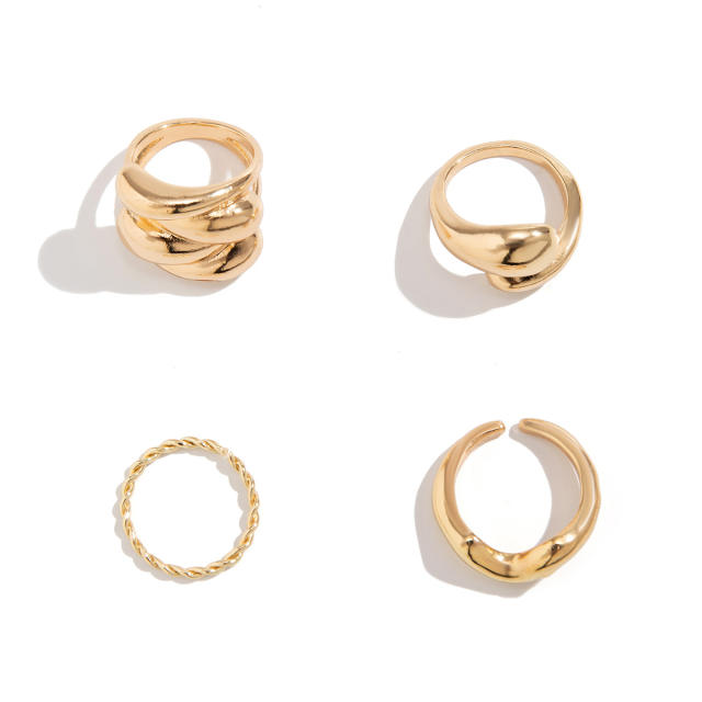 5pcs gold silver color chunky finger rings set