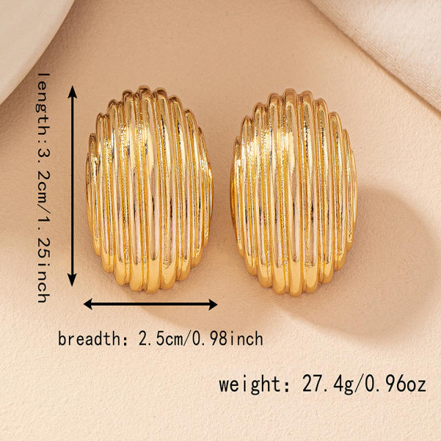 Chunky gold color geometric alloy studs earrings