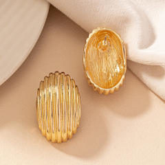 Chunky gold color geometric alloy studs earrings