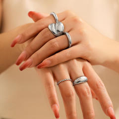 5pcs gold silver color chunky finger rings set