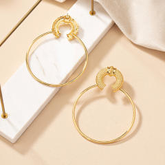 Chunky big circle alloy women earrings