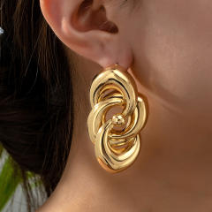 Chunky gold plated alloy dangle women earrings