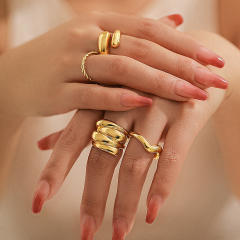 5pcs gold silver color chunky finger rings set