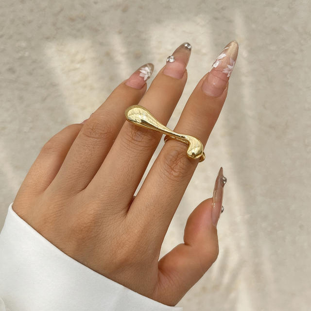 Chunky alloy material flower geomtric circle finger rings collection