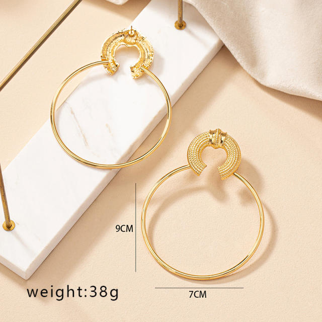 Chunky big circle alloy women earrings