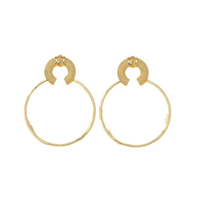 Chunky big circle alloy women earrings