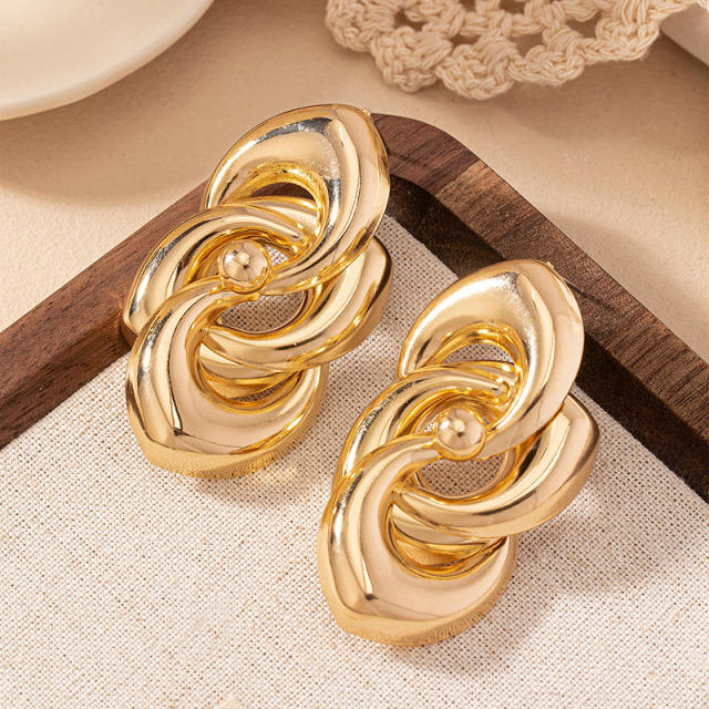 Chunky gold plated alloy dangle women earrings