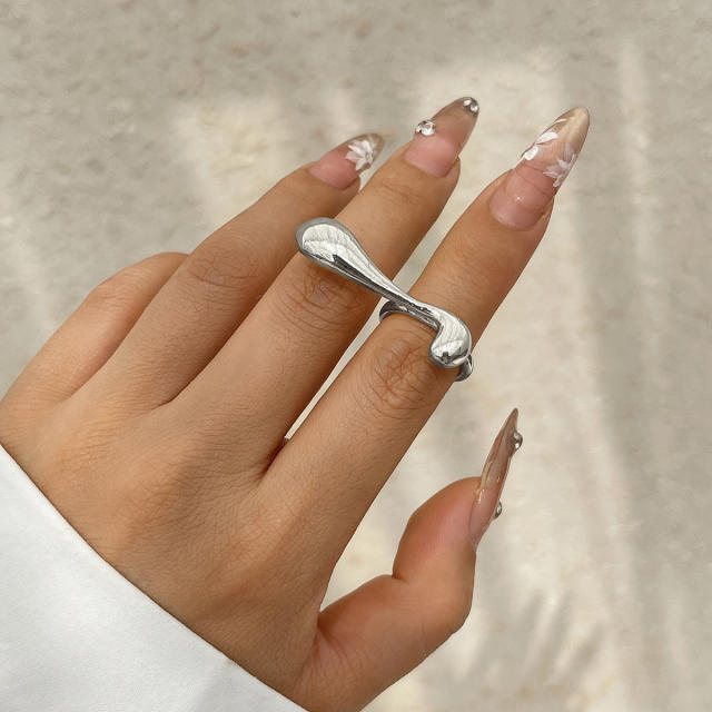 Chunky alloy material flower geomtric circle finger rings collection