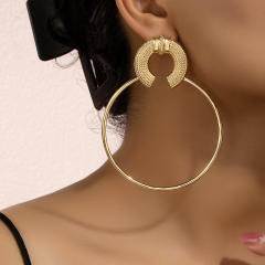 Chunky big circle alloy women earrings