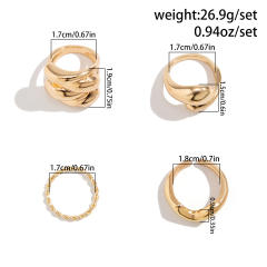 5pcs gold silver color chunky finger rings set