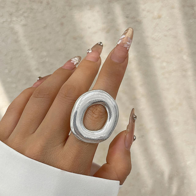Chunky alloy material flower geomtric circle finger rings collection