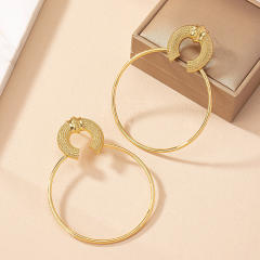 Chunky big circle alloy women earrings