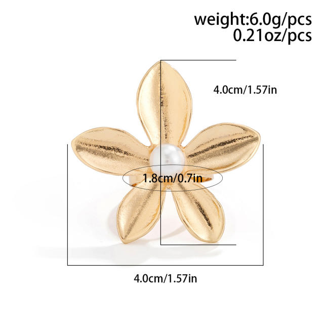 Chunky alloy material flower geomtric circle finger rings collection