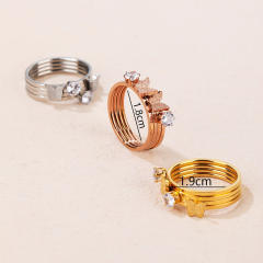 Korean fashion frosted butterfly diamond stainless steel finger rings