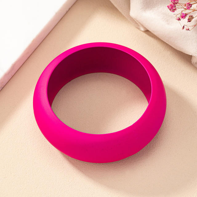 Punk trend rose red color chunky bangle band