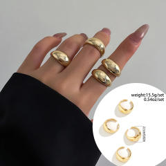 Hot sale chunky metal finger rings set stackable rings