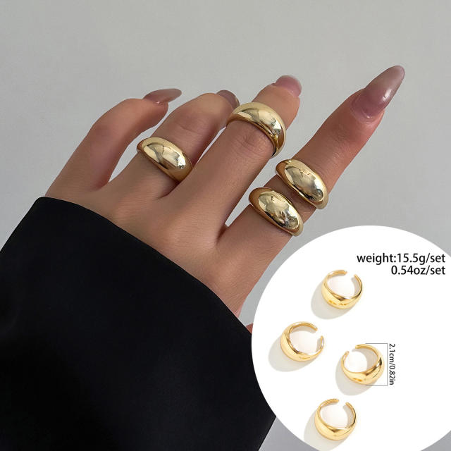 Hot sale chunky metal finger rings set stackable rings