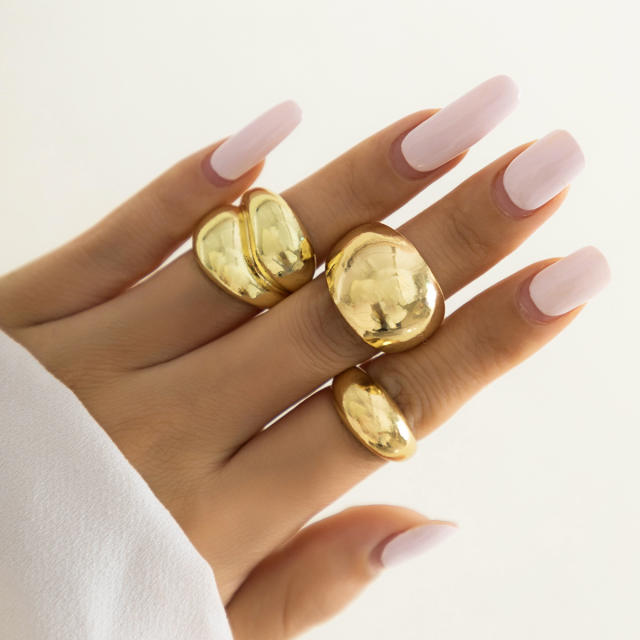 Hot sale chunky metal finger rings set stackable rings