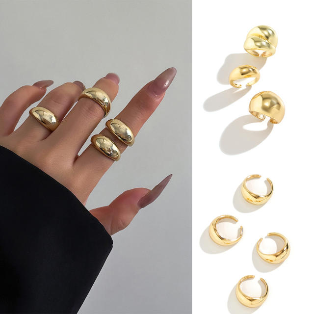 Hot sale chunky metal finger rings set stackable rings