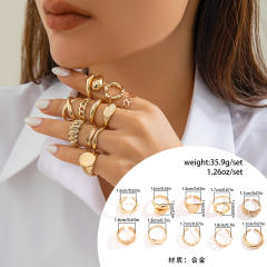 Hot sale chunky metal finger rings set stackable rings