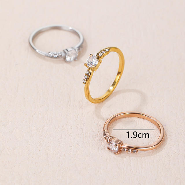 Concise diamond stainless steel finger rings wedding rings
