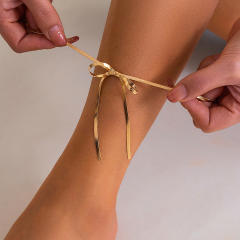 Concise snake chain bow anklet