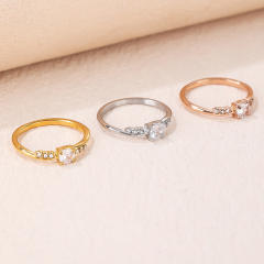 Concise diamond stainless steel finger rings wedding rings