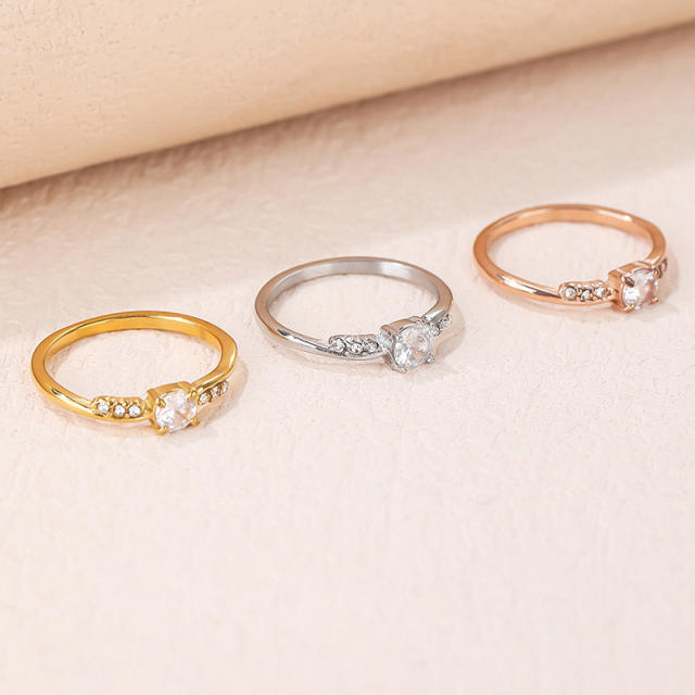 Concise diamond stainless steel finger rings wedding rings