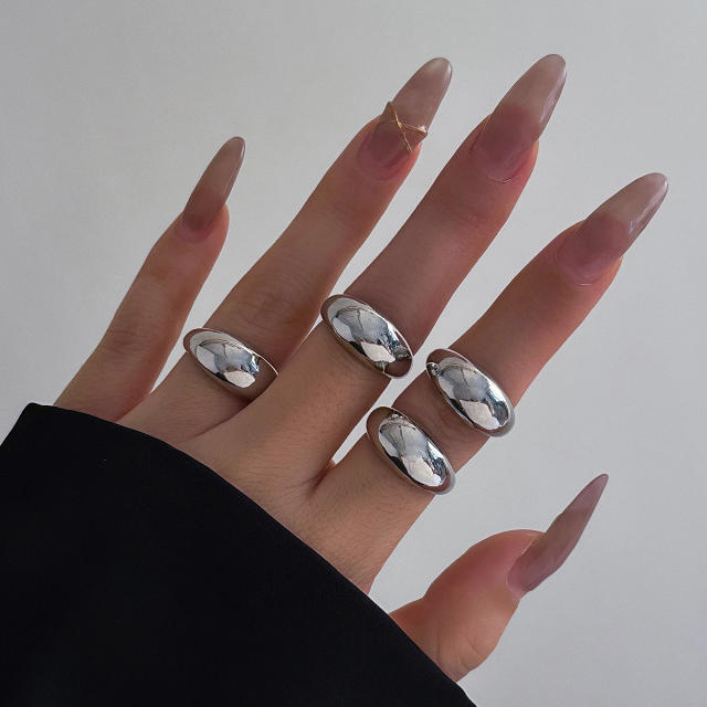 Hot sale chunky metal finger rings set stackable rings