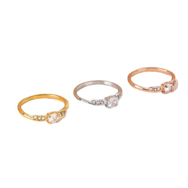 Concise diamond stainless steel finger rings wedding rings
