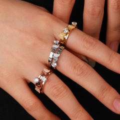 Korean fashion frosted butterfly diamond stainless steel finger rings