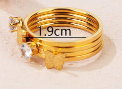 Korean fashion frosted butterfly diamond stainless steel finger rings