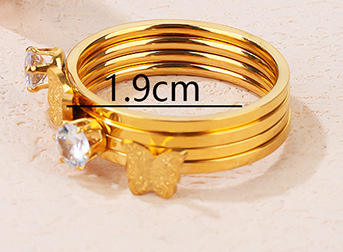 Korean fashion frosted butterfly diamond stainless steel finger rings