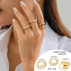 Hot sale chunky metal finger rings set stackable rings