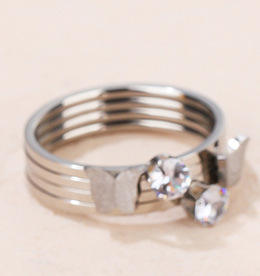 Korean fashion frosted butterfly diamond stainless steel finger rings