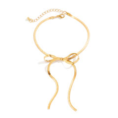 Concise snake chain bow anklet