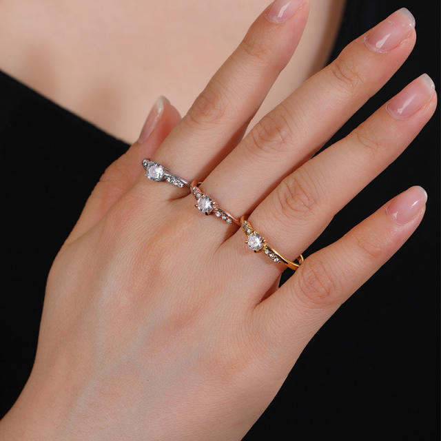 Concise diamond stainless steel finger rings wedding rings